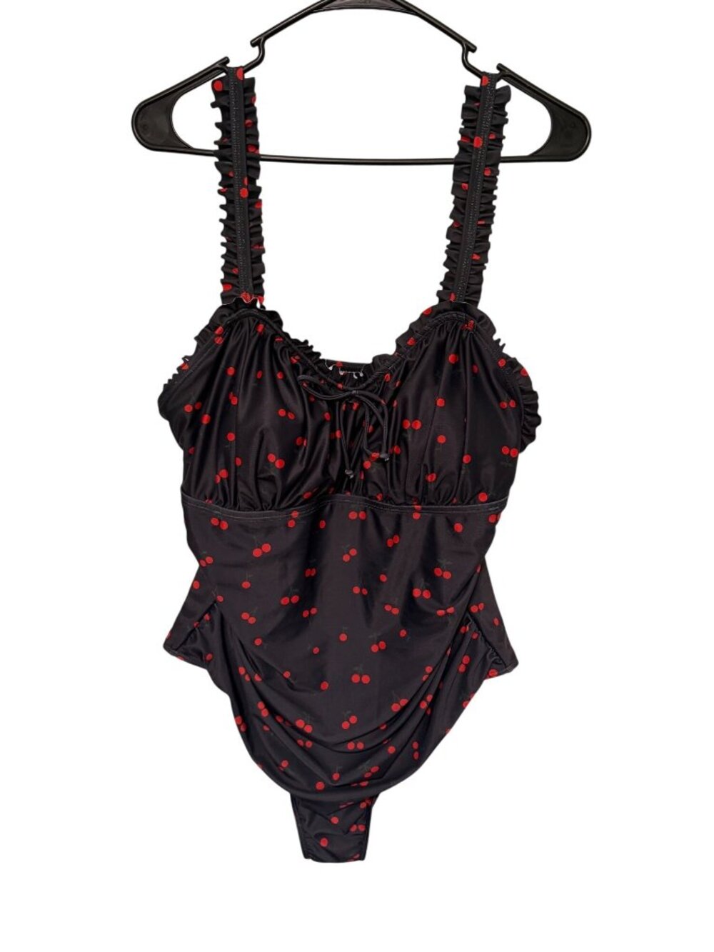Modlily Swimsuit NWOT Black with Red Cherries Retro Womans 2X see meas.